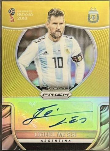 Lionel Messi [Gold Prizm] #S-LM Soccer Cards 2018 Panini Prizm World Cup Signatures