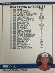 Bill Virdon [Expos, Mariners Checklist] #658 Baseball Cards 1984 Fleer Prices