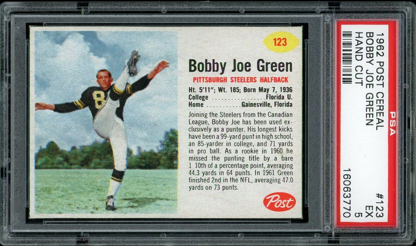 Bobby Joe Green [Hand Cut] #123 Football Cards 1962 Post Cereal