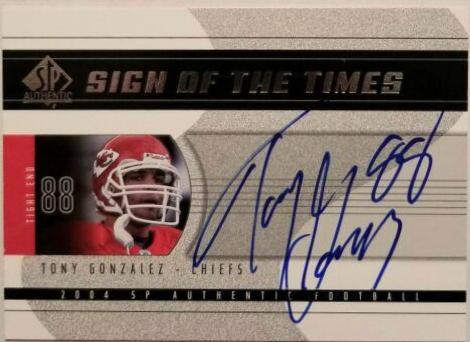 Tony Gonzalez #SOT-TG Football Cards 2004 SP Authentic Sign of the Times