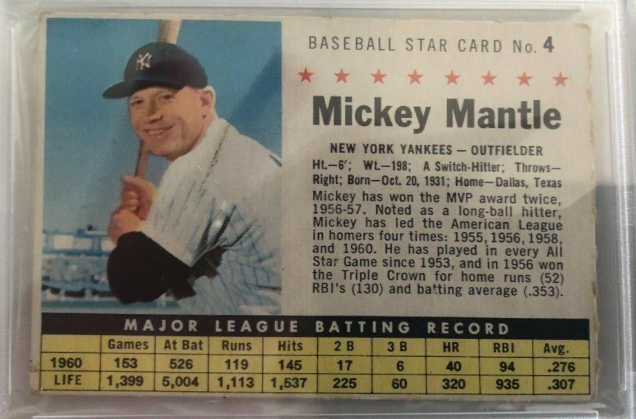 Mickey Mantle [Perforated] #4 Baseball Cards 1961 Post Cereal