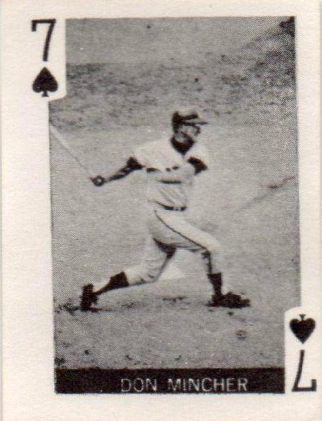 Don Mincher [7 of Spades] Baseball Cards 1969 Globe Imports Playing Cards