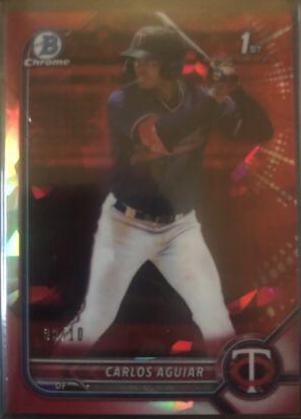 Carlos Aguiar [Red Refractor] #BCP-1 Baseball Cards 2022 Bowman Chrome Prospects