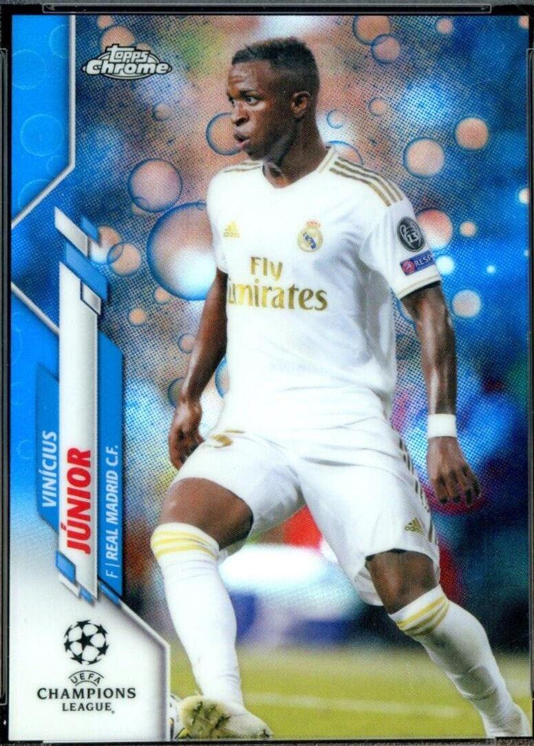 Vinicius Junior [Blue Bubbles Refractor] #33 Soccer Cards 2019 Topps Chrome UEFA Champions League