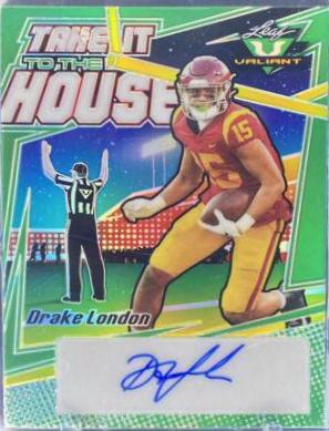 Drake London [Green] #TH-DL1 Football Cards 2022 Leaf Valiant Autographs Take it to the House