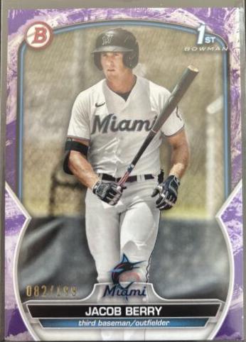 Jacob Berry [Purple Pattern] #BP-108 Baseball Cards 2023 Bowman Paper Prospects