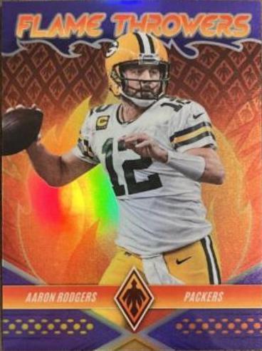 Aaron Rodgers [Purple] #FT-11 Football Cards 2022 Panini Phoenix Flame Throwers