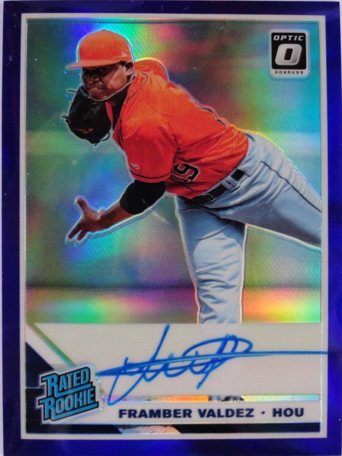 Framber Valdez [Purple] #FV Baseball Cards 2019 Panini Donruss Optic Rated Rookie Signatures