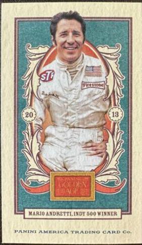 Mario Andretti [Mini American Caramel Blue Ink] #75 Baseball Cards 2013 Panini Golden Age