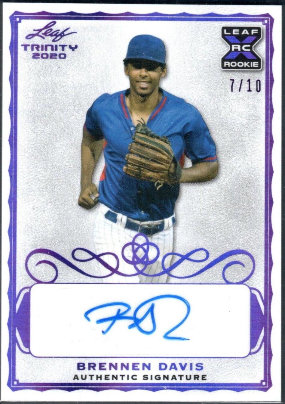 Brennen Davis [Purple] #A-BD1 Baseball Cards 2020 Leaf Trinity Autographs