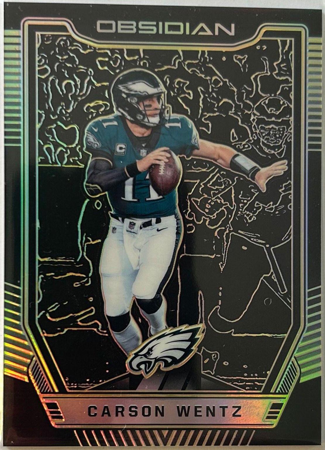 Carson Wentz [Orange] #4 Football Cards 2018 Panini Obsidian