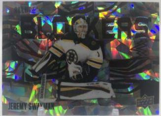 Jeremy Swayman [Red] #BL-22 Hockey Cards 2022 Upper Deck Allure Blockers