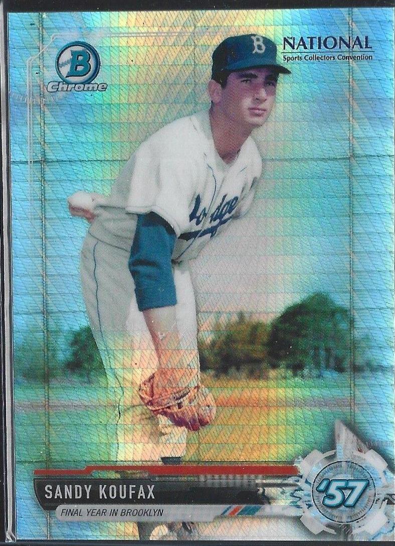 Sandy Koufax [Gold Refractor] #BNR-SK Baseball Cards 2017 Bowman Chrome National Convention