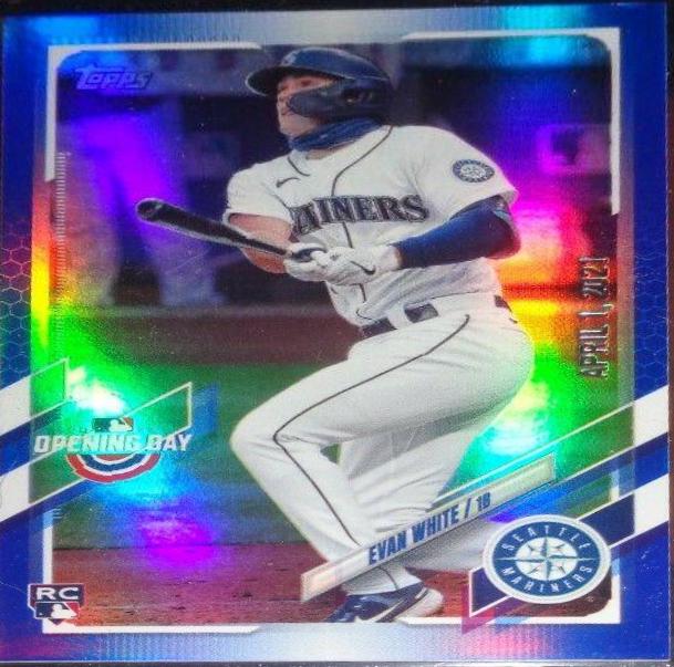 Evan White [Blue Foil] #19 Baseball Cards 2021 Topps Opening Day