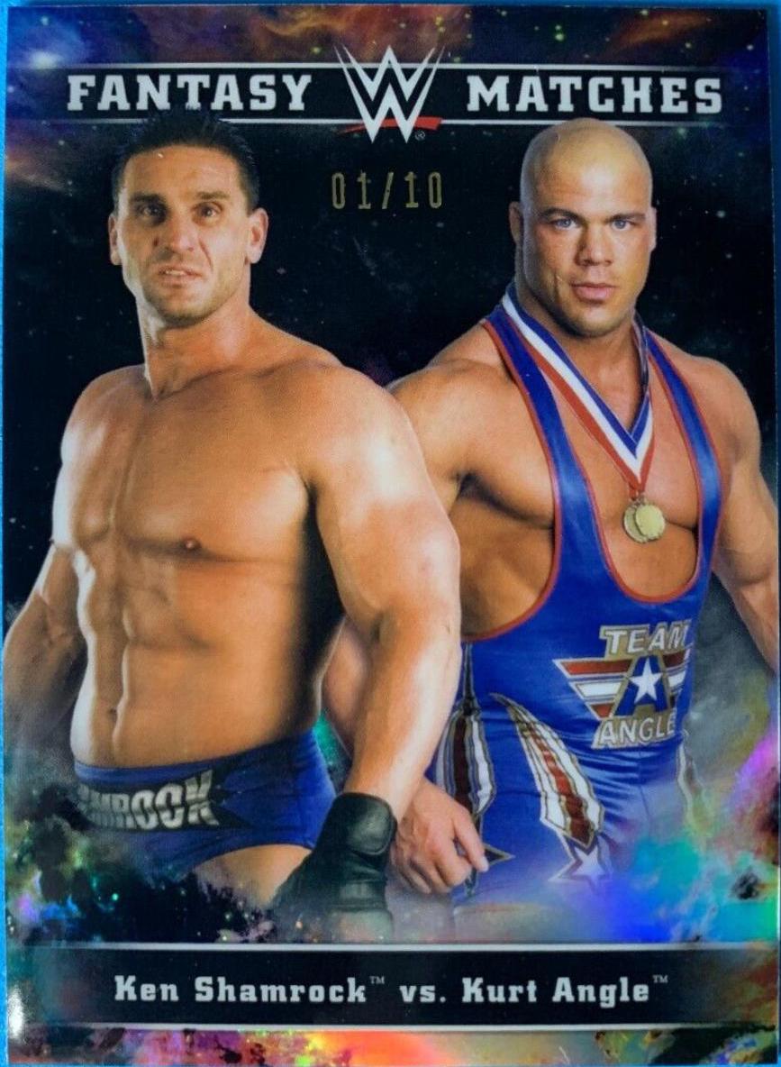 Kurt Angle, Ken Shamrock [Black] #FM-14 Wrestling Cards 2020 Topps WWE Chrome Fantasy Matches