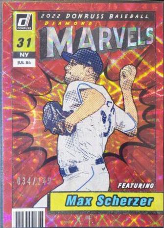 Max Scherzer 2022 Panini Donruss Marvels Pink Fireworks #M-5 FCG outlets 9.5