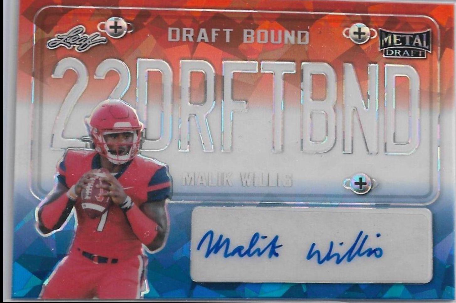 Malik Willis [Red White Blue Crystal] #B-MW1 Football Cards 2022 Leaf Metal Draft