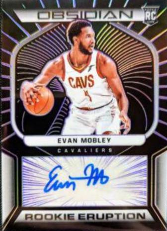 Evan Mobley [Purple] #RES-EVM Basketball Cards 2021 Panini Obsidian Rookie Eruption Signatures