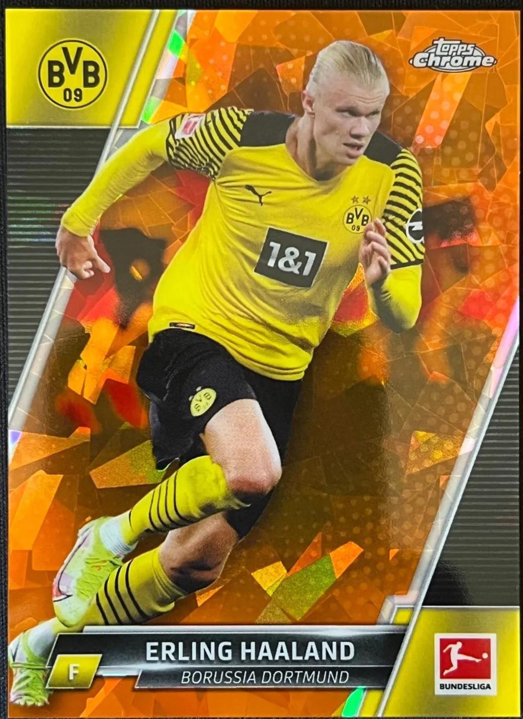 Erling Haaland [Orange] #30 Soccer Cards 2021 Topps Chrome Bundesliga Sapphire