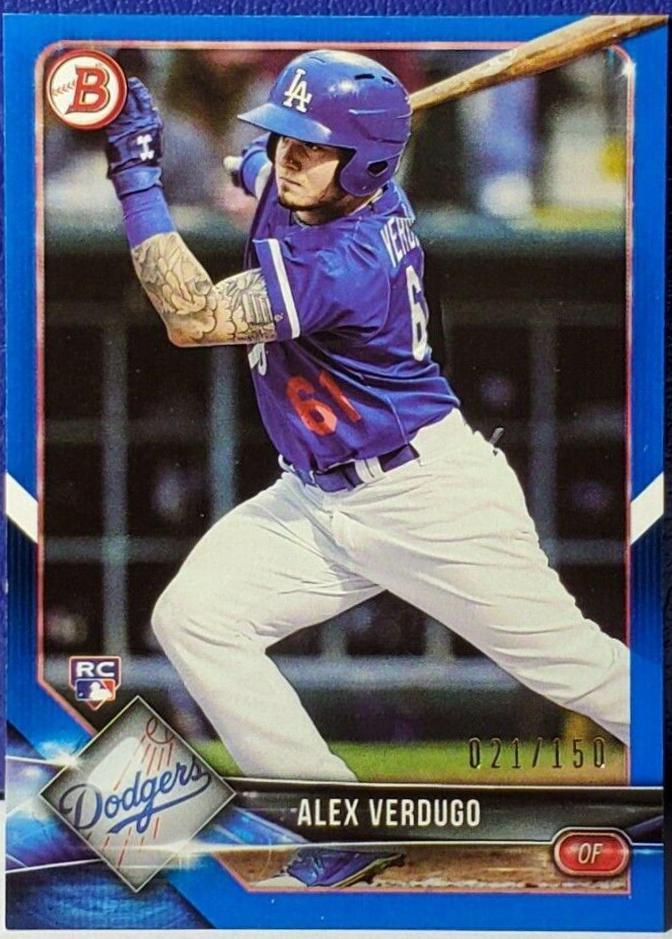 Alex Verdugo [Blue] #72 Baseball Cards 2018 Bowman