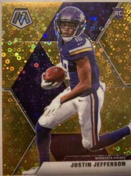 Justin Jefferson [No Huddle Gold] #209 Football Cards 2020 Panini Mosaic