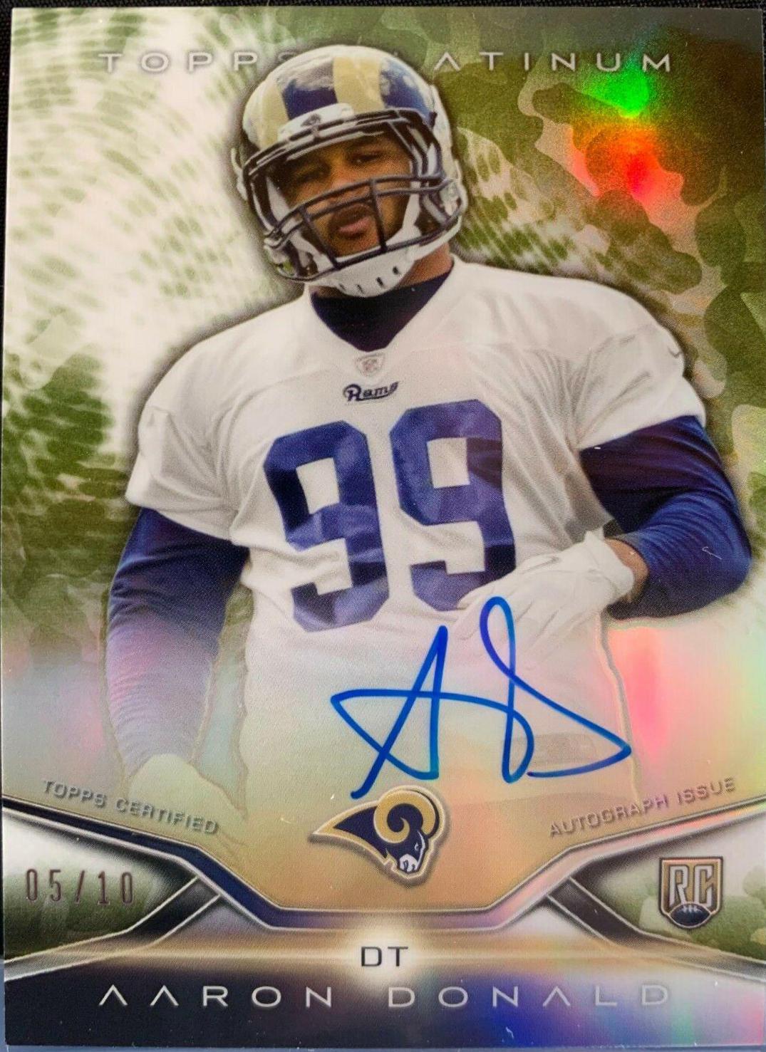 Aaron Donald [Camo Refractor] #74 Football Cards 2014 Topps Platinum Rookie Autograph