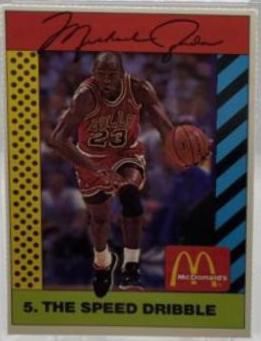 Michael Jordan [The Speed Dribble Pink Back] #5 Basketball Cards 1990 McDonald's Michael Jordan