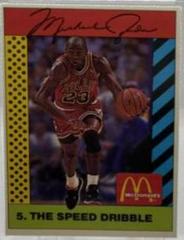 Michael Jordan [The Speed Dribble Pink Back] #5 Basketball Cards 1990 McDonald's Michael Jordan Prices