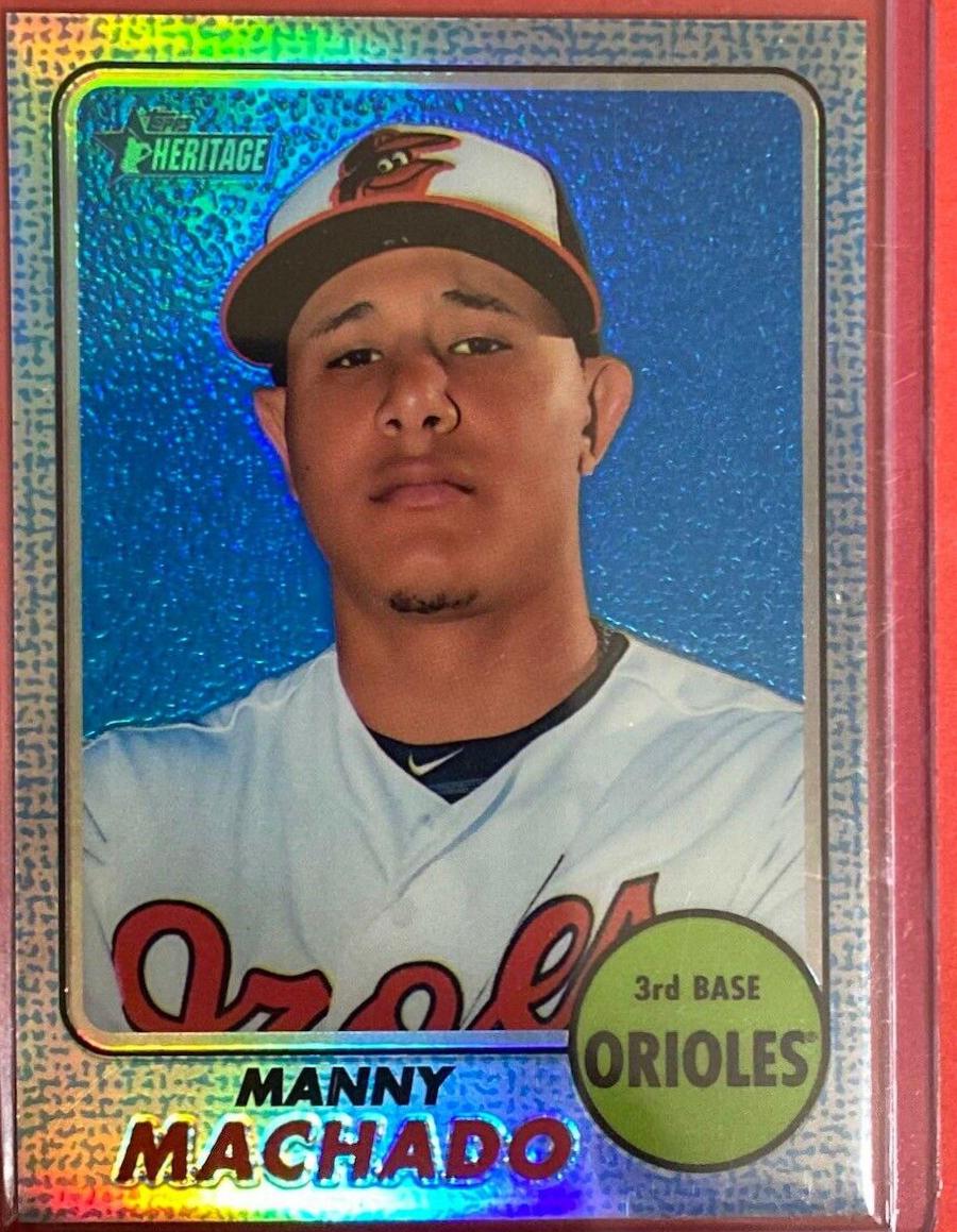 Manny Machado [Chrome Blue Refractor] #420 Baseball Cards 2017 Topps Heritage