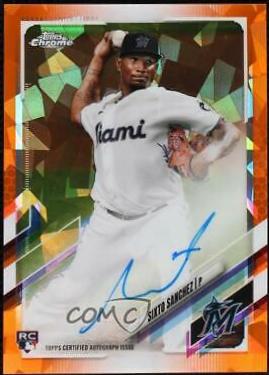 Sixto Sanchez [Orange] #RA-SS Baseball Cards 2021 Topps Chrome Sapphire Rookie Autographs