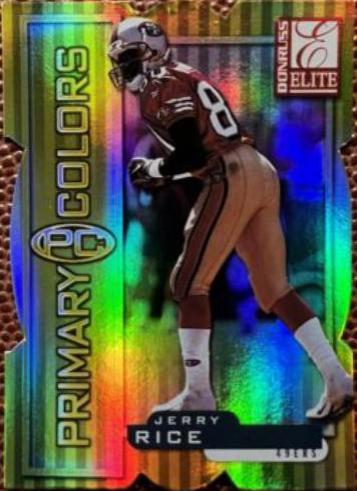 Jerry Rice [Yellow Die Cut] #19 Football Cards 1999 Panini Donruss Elite Primary Colors