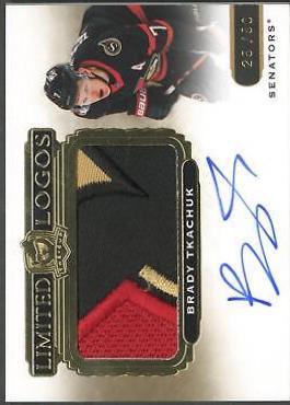 Brady Tkachuk #LL-BT Hockey Cards 2020 Upper Deck The Cup Limited Logos Jumbo Patch Auto