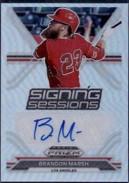 Brandon Marsh [Gold Prizm] #SS-BM Baseball Cards 2021 Panini Prizm Draft Picks Signing Sessions Autographs