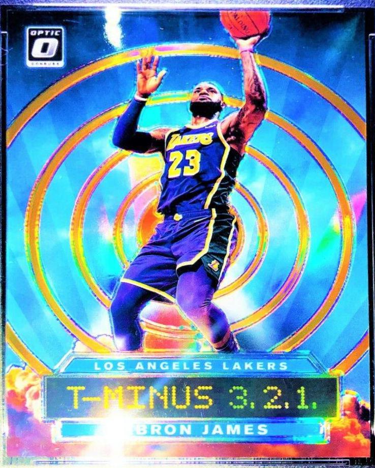 LeBron James [Orange] #9 Basketball Cards 2019 Panini Donruss Optic T-Minus 3,2,1