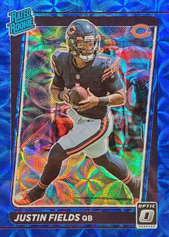 2021 Optic Football Justin 2024 Fields Blue Scope Prizm Rookie Card