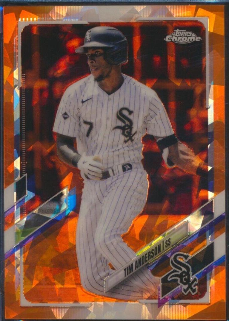 Tim Anderson [Orange] #138 Baseball Cards 2021 Topps Chrome Sapphire