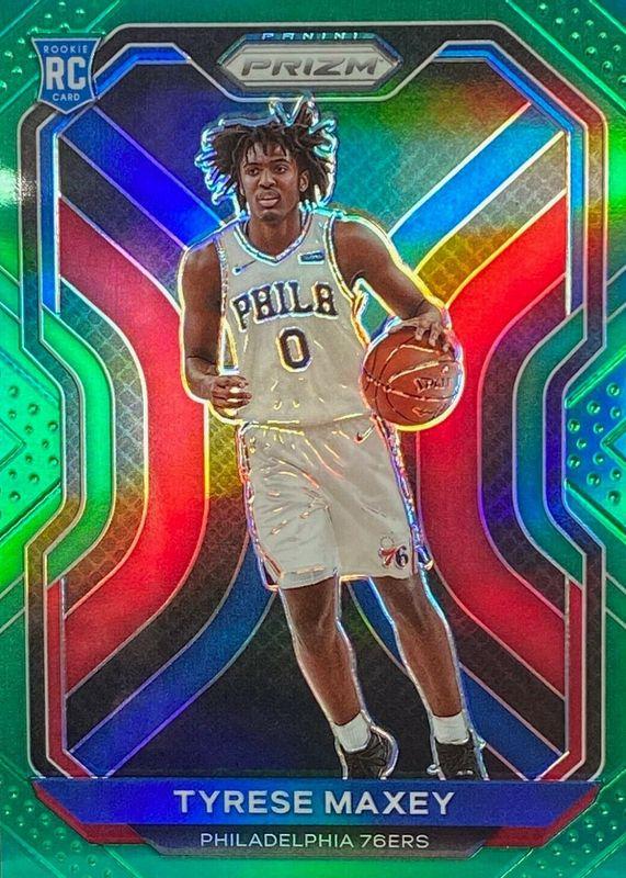 2021-22 good Panini Prizm Tyrese Maxey #28 Choice Tiger Stripe Prizm SGC 8.5