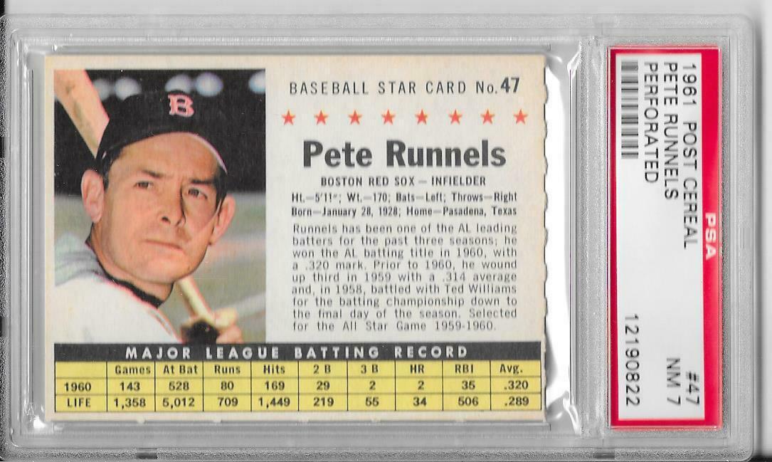 Pete Runnels [Perforated] #47 Baseball Cards 1961 Post Cereal