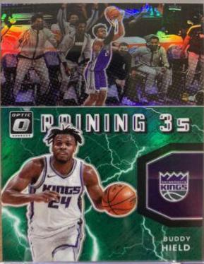 Buddy Hield [Green] #7 Basketball Cards 2021 Panini Donruss Optic Raining 3s