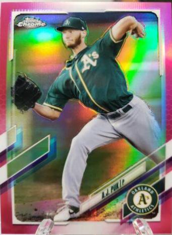 A. J. Puk [Magenta Refractor] #90 Baseball Cards 2021 Topps Chrome