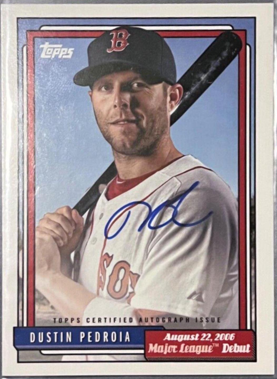 Dustin Pedroia #72DB-DP Baseball Cards 2022 Topps Archives 1992 MLB Debut Autographs