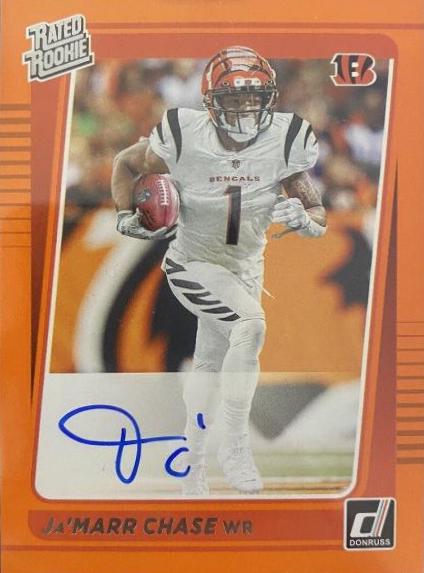 Ja'Marr Chase [Autograph Orange] #262 Football Cards 2021 Panini Donruss