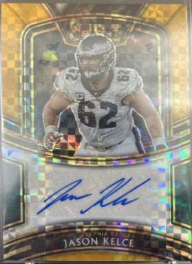 Jason Kelce [Gold Prizm] Football Cards 2020 Panini Select Signatures