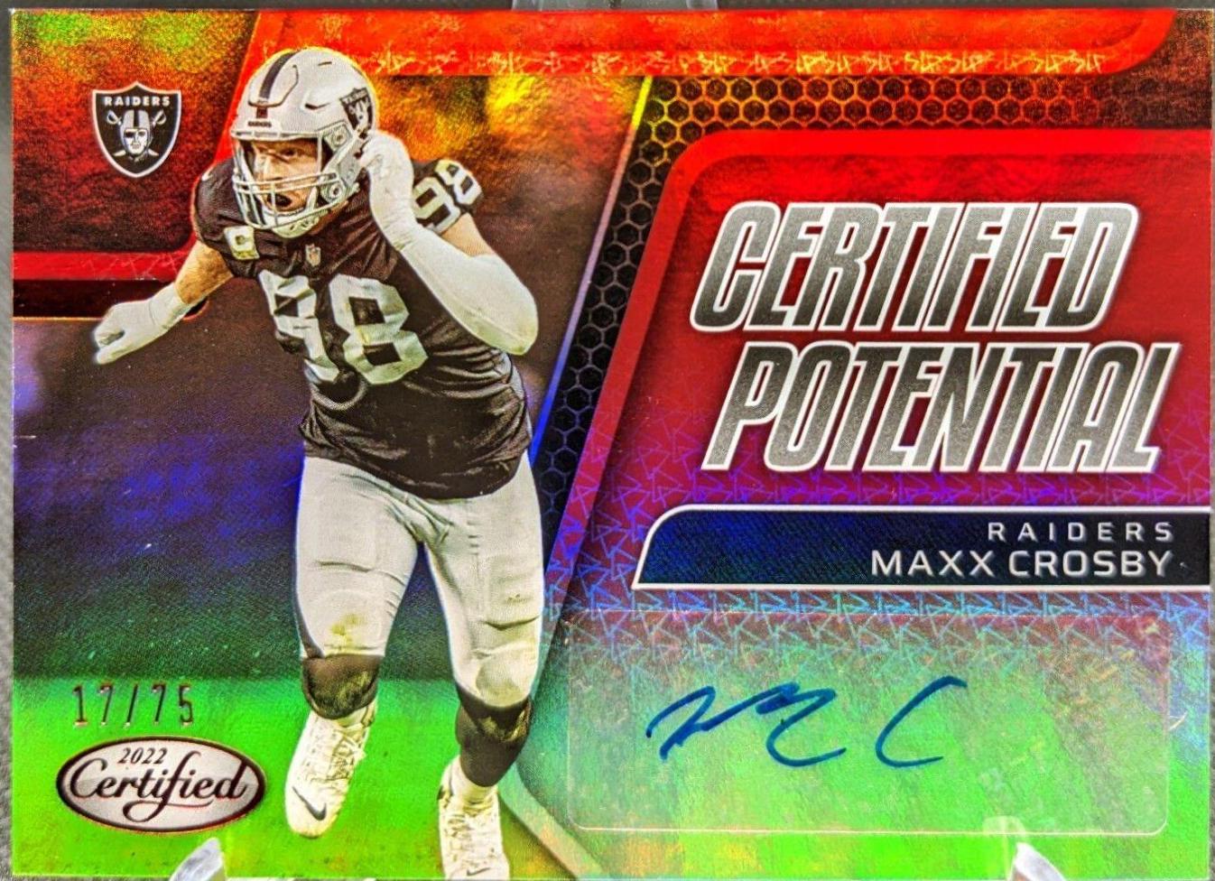 Maxx Crosby [Red] #CPS-MC Football Cards 2022 Panini Certified Potential Signatures