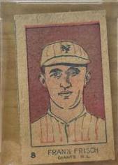 Frank Frisch [Giants] #8 Baseball Cards 1926 W512 Hand Cut