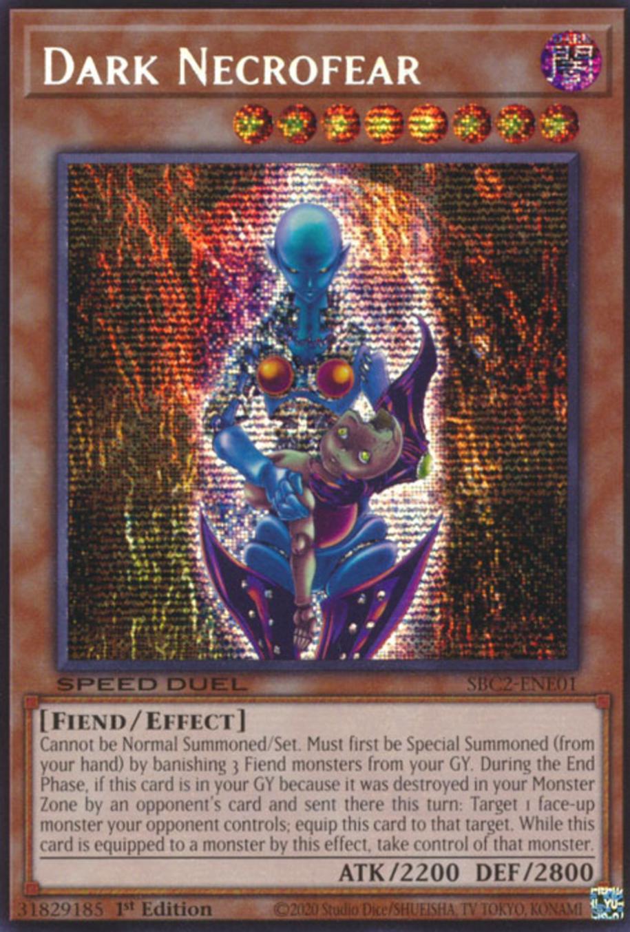 Dark Necrofear [Prismatic Secret Rare] SBC2-ENE01 YuGiOh Speed Duel: Battle City Finals