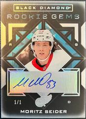 Moritz Seider [Pure Black Signature] #RG-MS Hockey Cards 2021 Upper Deck Black Diamond Rookie Gems Prices