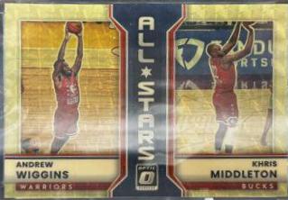 Andrew Wiggins, Khris Middleton [Gold] #7 Basketball Cards 2022 Panini Donruss Optic All Stars