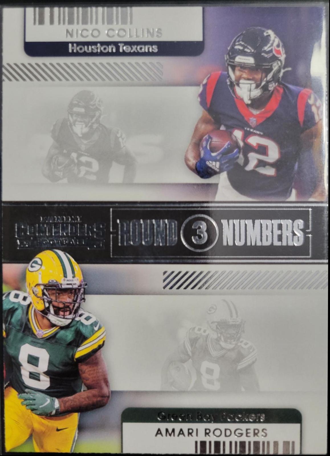 Nico Collins, Amari Rodgers #RN-NCO Football Cards 2021 Panini Contenders Round Numbers Dual