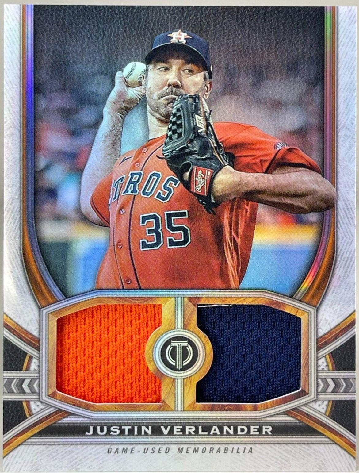 Justin Verlander #DR-JV Baseball Cards 2023 Topps Tribute Dual Relics